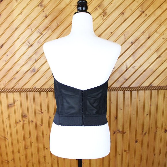 Goddess Long Line Bra Bustier Black Lace 40B 1990s Full Coverage Strapless b82 - Picture 3 of 8